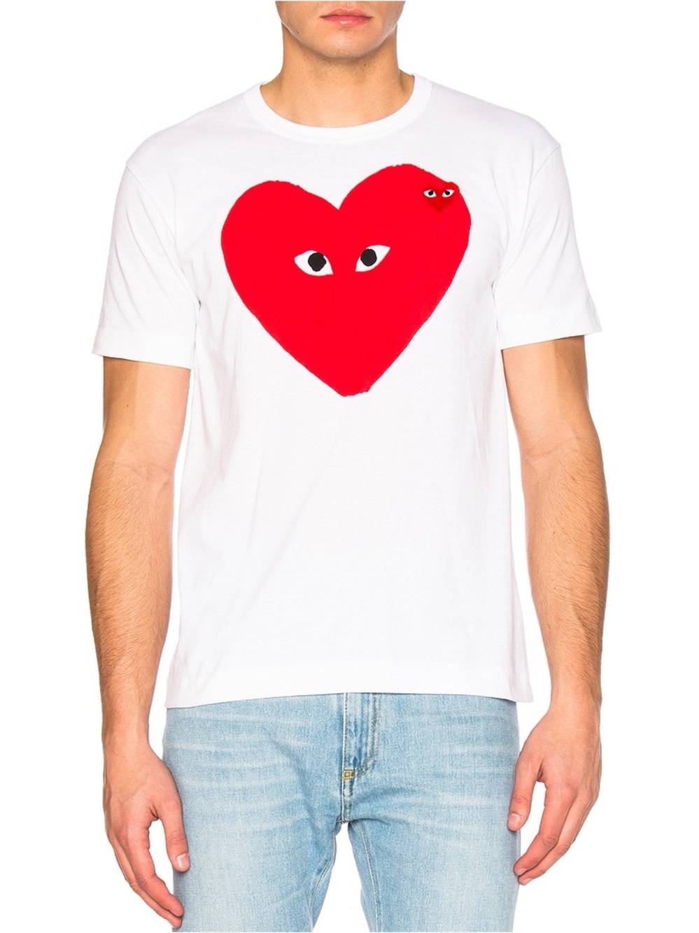 Comme des Garcons PLAY red heart with embroidered mini heart crewneck. XL